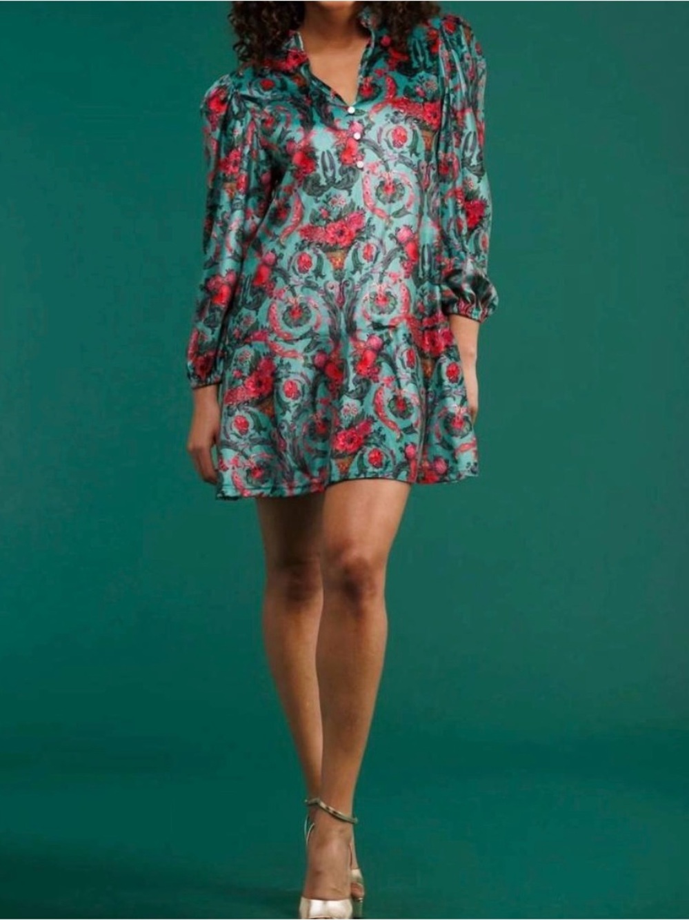 NWT Smith & Quinn Hazel Fruit Cake Floral Velvet Mini Dress with Red Floral SZ M